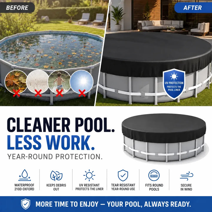 Waterproof Round Above-Ground Pool Cover | UV Resistant