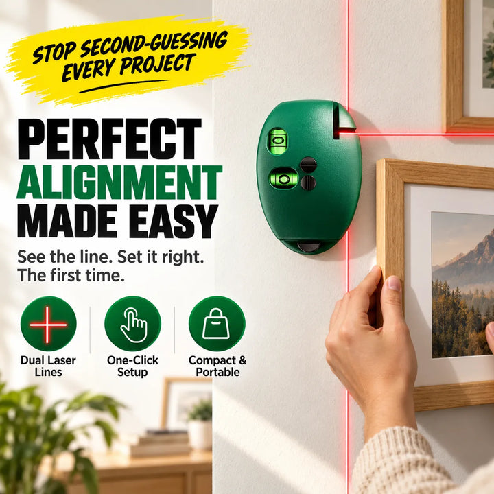 90° Laser Level – 2‑Line Self‑Leveling Tool for Hanging &amp; Renovation