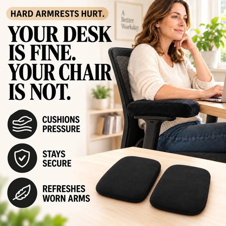 2-Pack Ergonomic Memory Foam Armrest Pads for Office &amp; Gaming Chairs (Left &amp; Right Set)