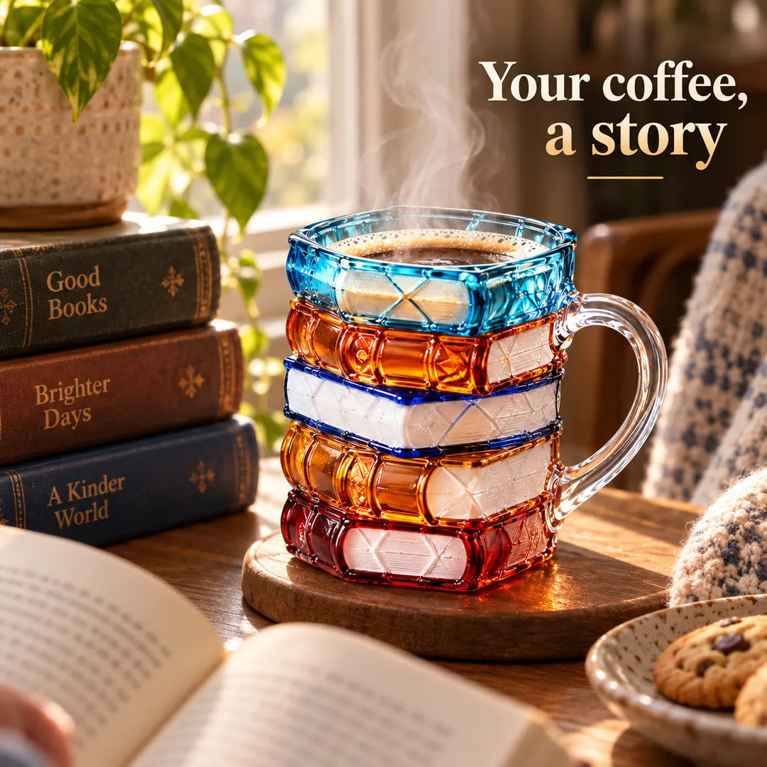 Book-Shaped Glass Coffee Mug - 4 Styles, Borosilicate Book Mug