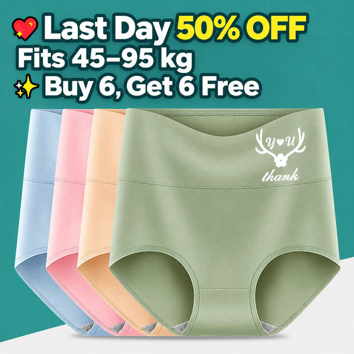 Buy 3 Get 3 Free, Pure Cotton High‑Waist Panties for Everyday Freshness
