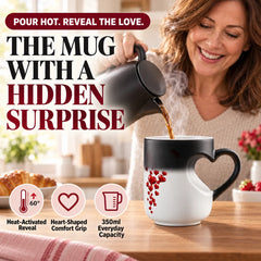 Color Changing Coffee Mug - Heart Handle Heat Reactive Ceramic Mug