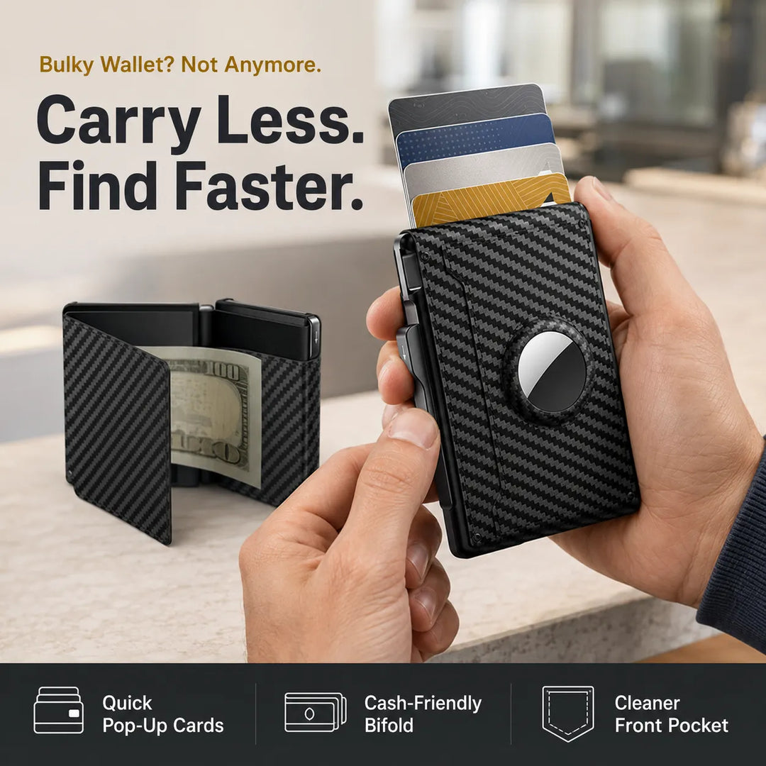 RFID-Blocking Bifold Wallet with Pop-Up Card Access