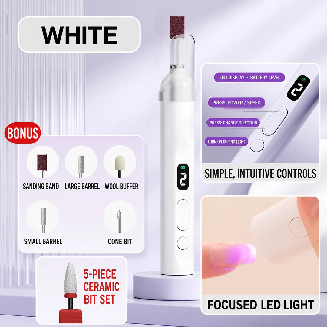 2-in-1 LED Nail Lamp, Nail Drill Kit, 5 Heads, Rechargeable