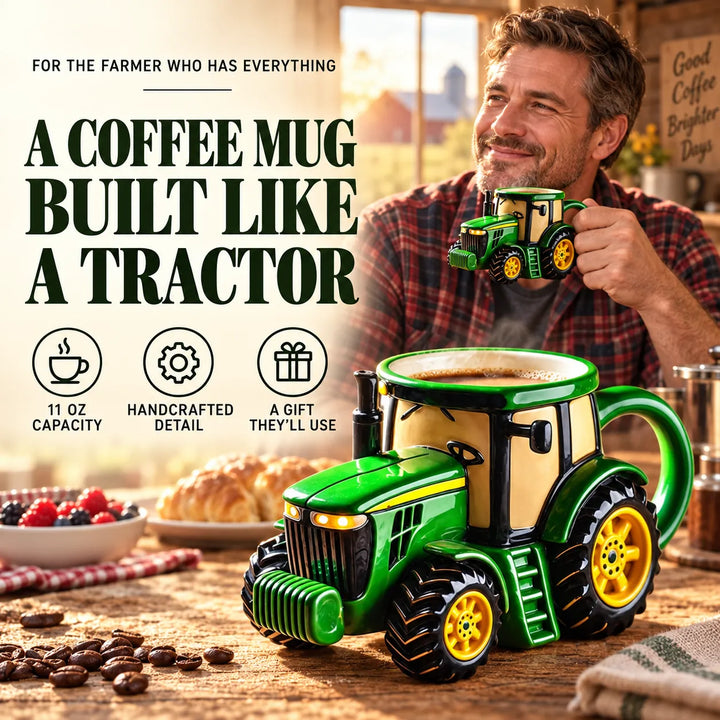 Vintage Tractor-Shaped Coffee Mug – 11 oz Retro Farm Cup