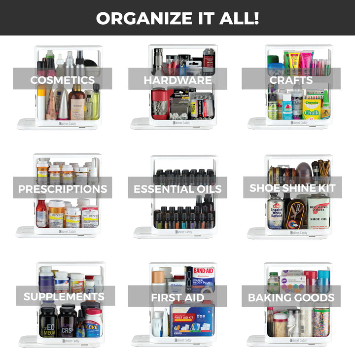 2-Tier Pull-Out Cabinet Organizer – Easy-Access Sliding Spice &amp; Medicine Rack