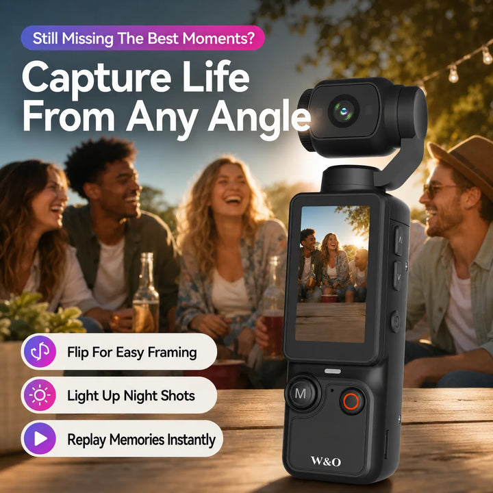4K Gimbal Vlogging Camera – 1‑Inch Sensor, Vertical Screen, 64GB Card