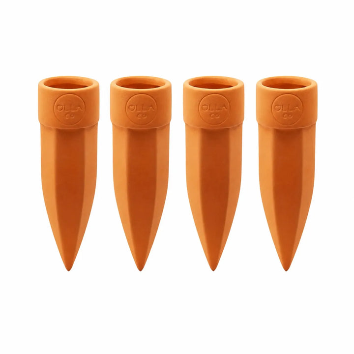 Terracotta Watering Spikes with Lids (4 or 6-Pack)