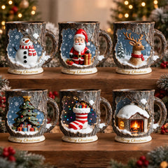 Christmas Scene Mug - 3D Snowman Santa Reindeer Mug