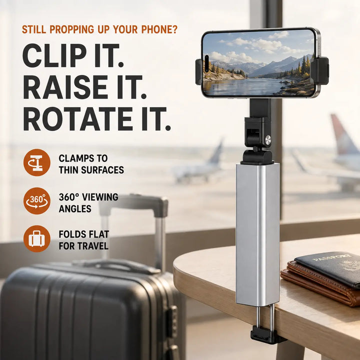 Foldable Aluminum Travel Phone Stand with 360 Rotating Head