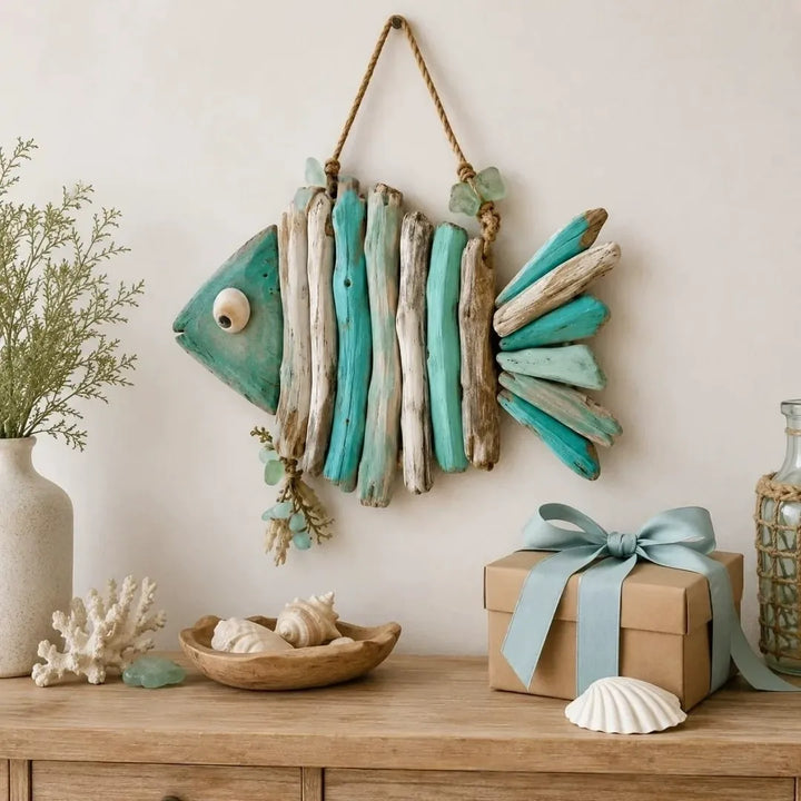 Handmade Crochet Coastal Fish Wall Hanging