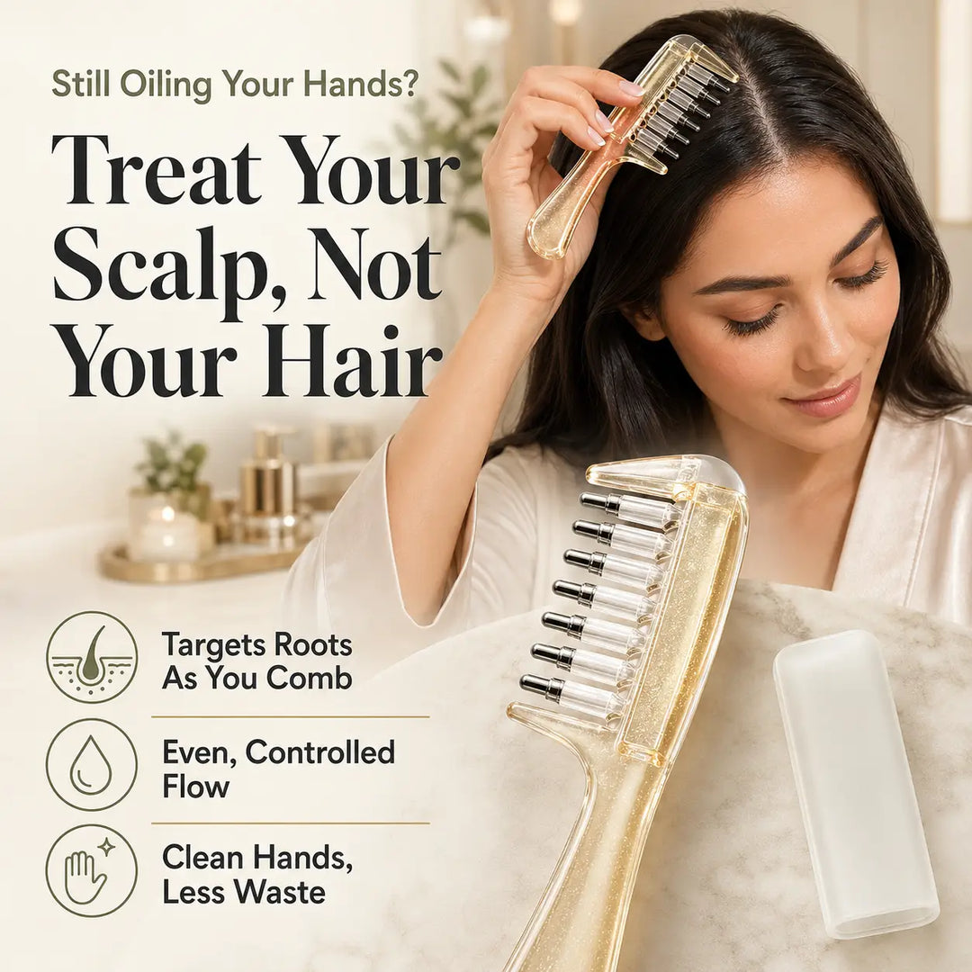 Scalp Applicator Comb with Roller Balls for Even Oil Application