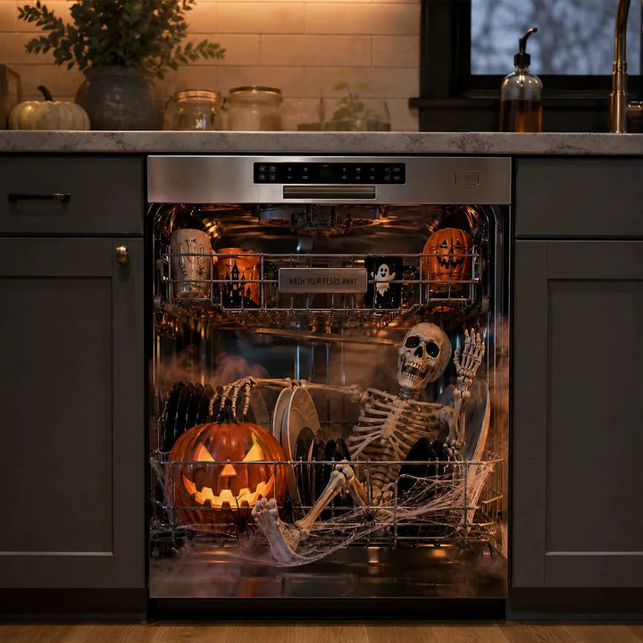 Halloween Magnetic Dishwasher Cover - Reusable Polyester Decor