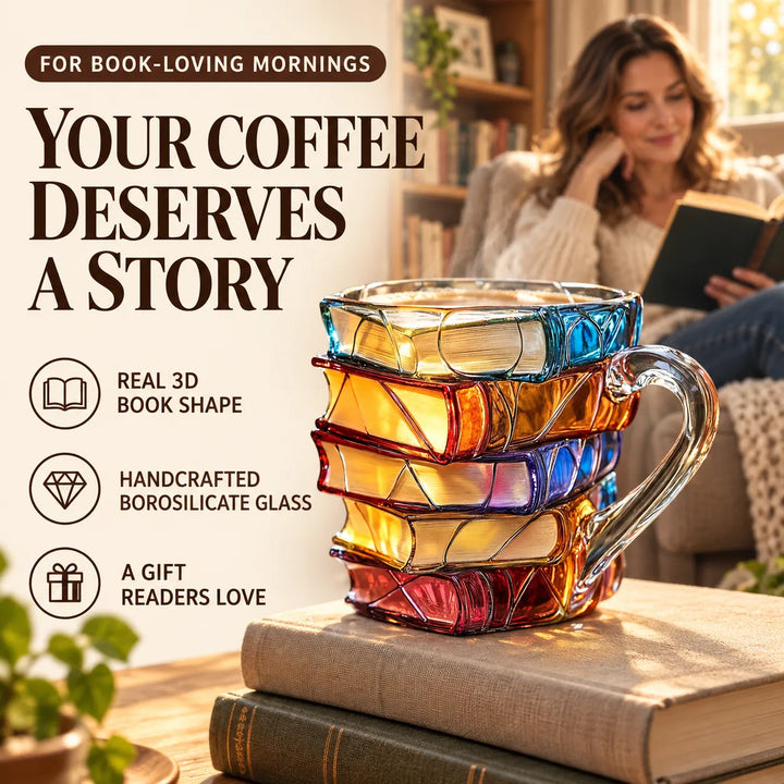 Book-Shaped Glass Coffee Mug - 4 Styles, Borosilicate Book Mug