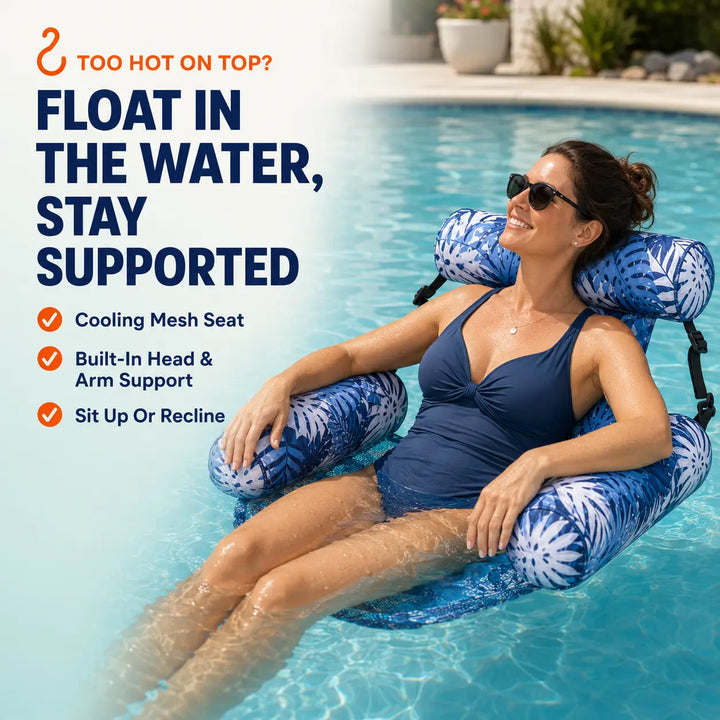 Floating Pool Lounge Chair with Cooling Mesh &amp; Adjustable Backrest
