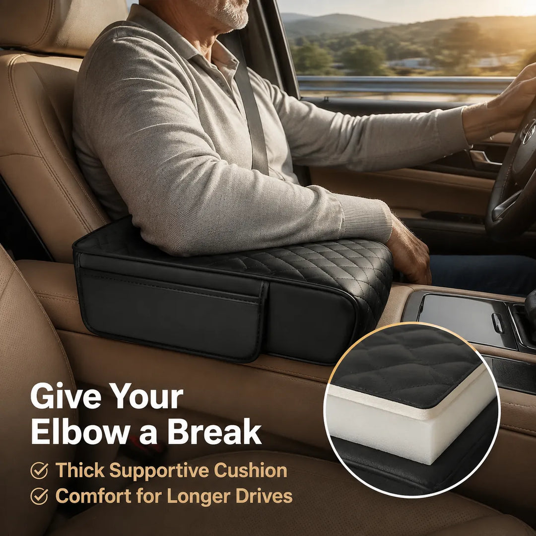 5-in-1 Car Console Organizer &amp; Armrest Pad – Anti-Fatigue Storage for Essentials
