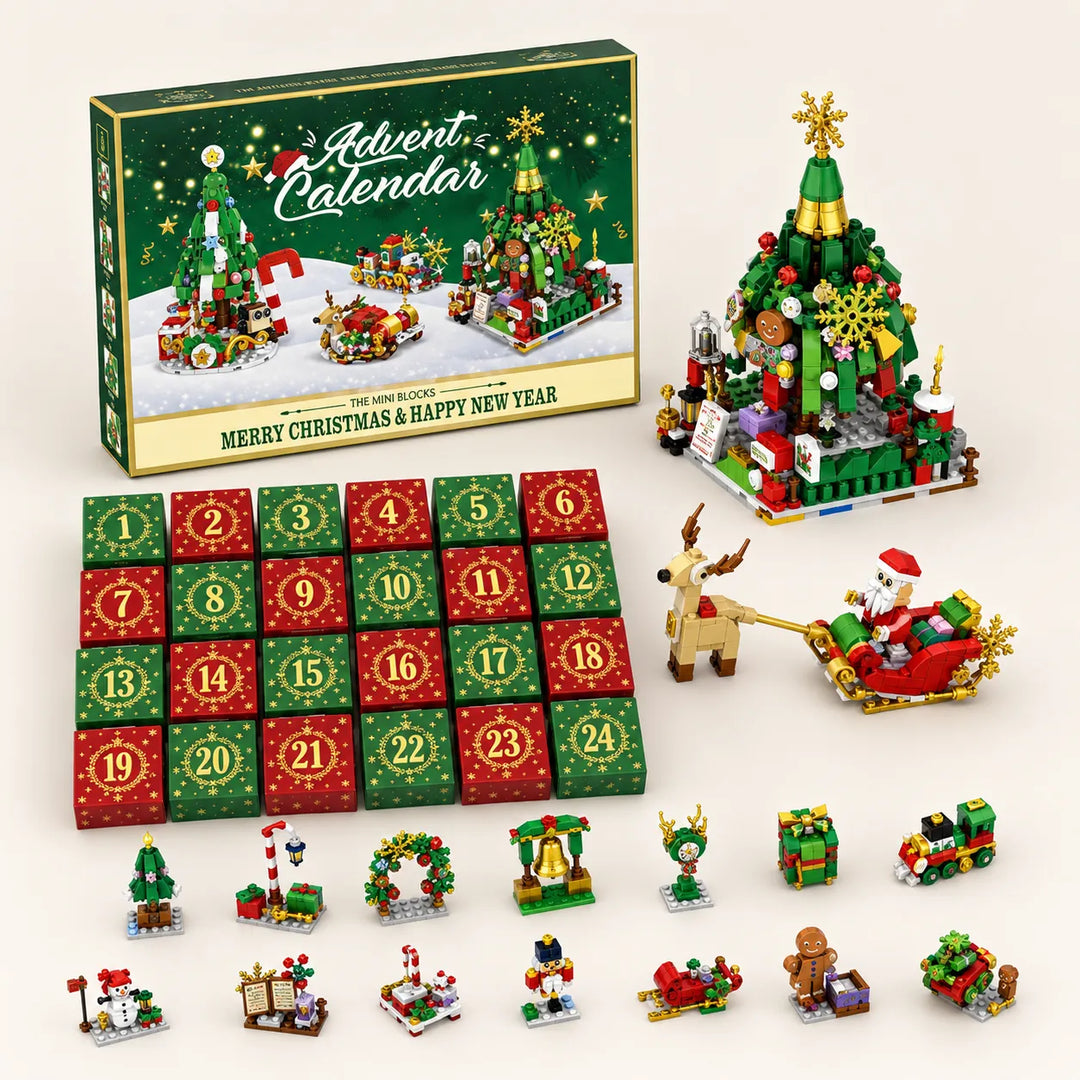 24-Day Reindeer Sleigh Building Block Blind Box Advent Calendar