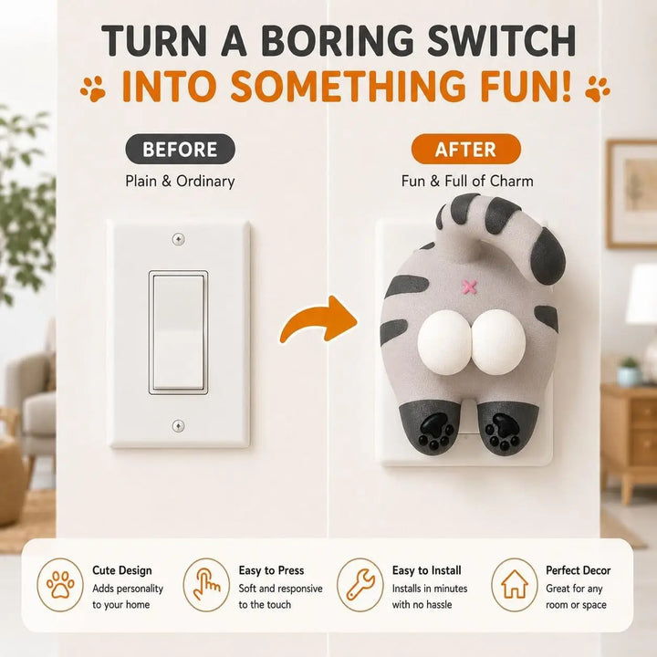Funny Cat Butt Light Switch Cover - 3D Printed Wall Plate