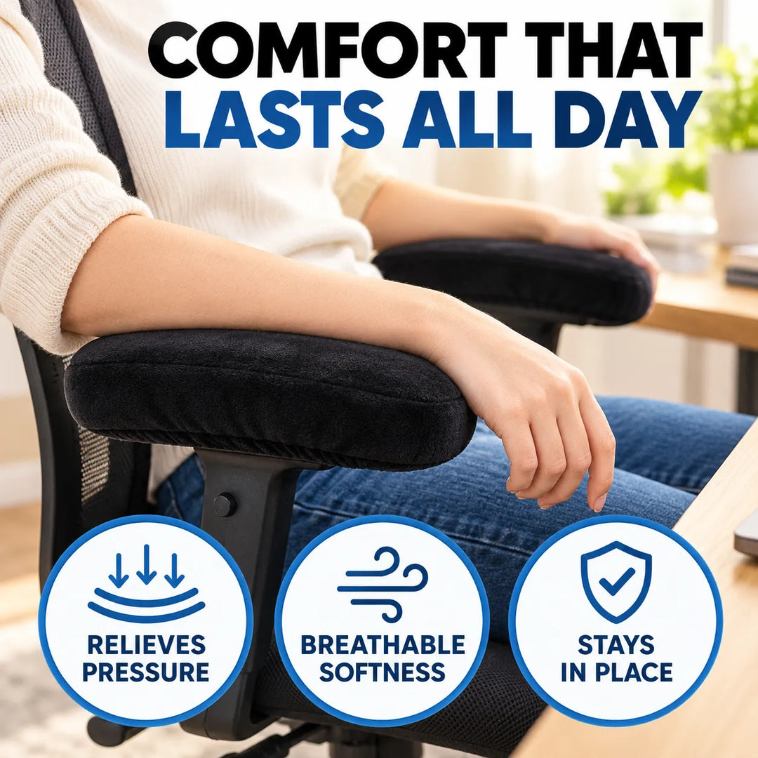 2-Pack Ergonomic Memory Foam Armrest Pads for Office &amp; Gaming Chairs (Left &amp; Right Set)