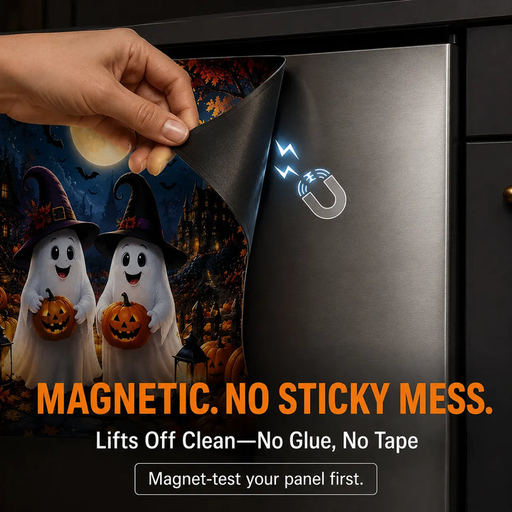 Halloween Magnetic Dishwasher Cover - Reusable Polyester Decor