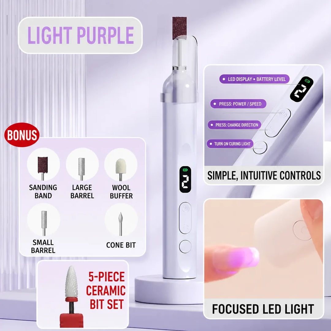 2-in-1 LED Nail Lamp, Nail Drill Kit, 5 Heads, Rechargeable