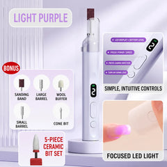 2-in-1 LED Nail Lamp, Nail Drill Kit, 5 Heads, Rechargeable