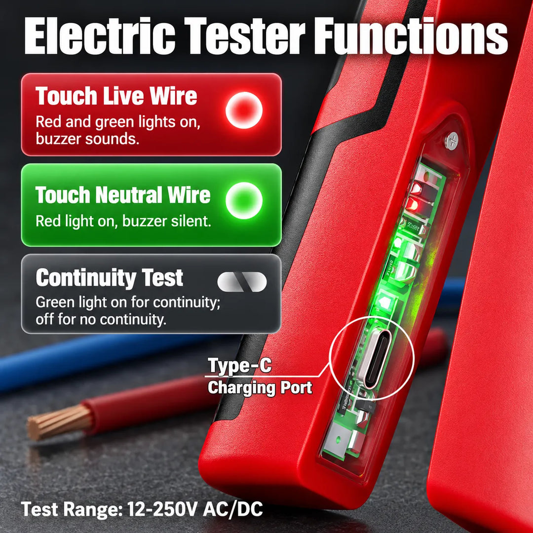 16-in-1 Folding Wire Stripper with Voltage Tester, USB-C Rechargeable
