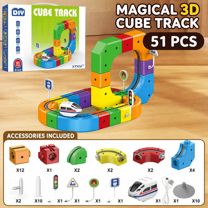 3D Magnetic Track Building Blocks — STEM Electric Train Set