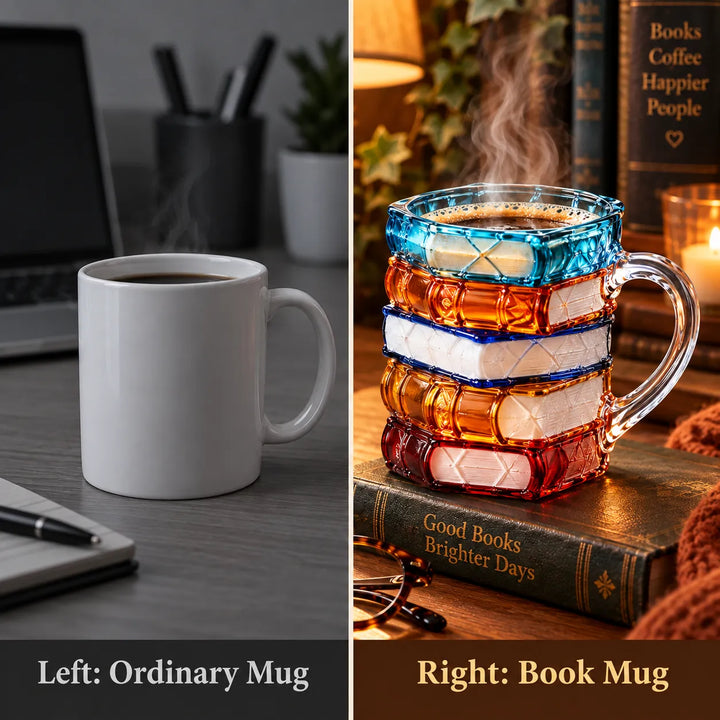 Book-Shaped Glass Coffee Mug - 4 Styles, Borosilicate Book Mug