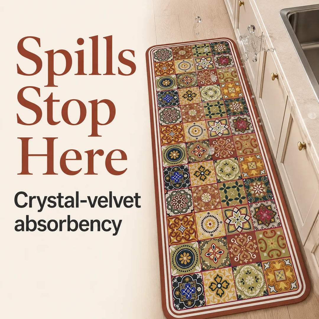 Absorbent Non-Slip Kitchen Mat — Soft Underfoot, Easy to Wash