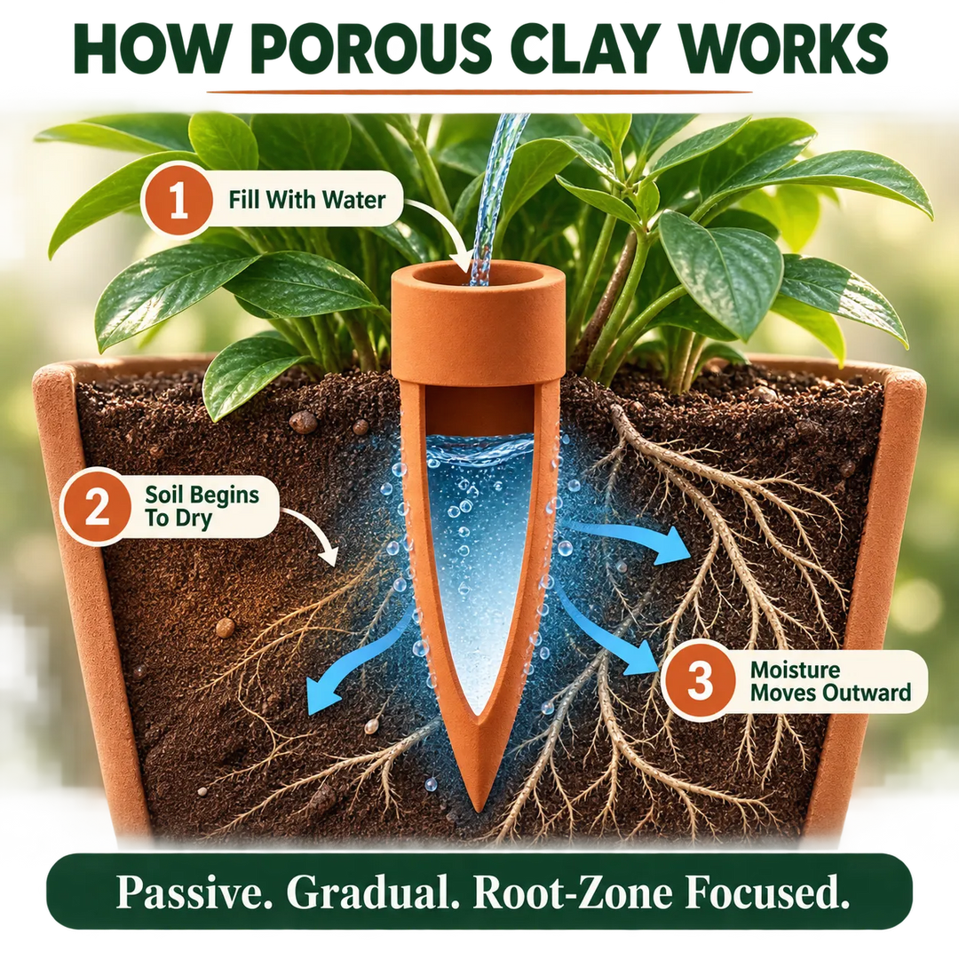 Terracotta Watering Spikes with Lids (4 or 6-Pack)