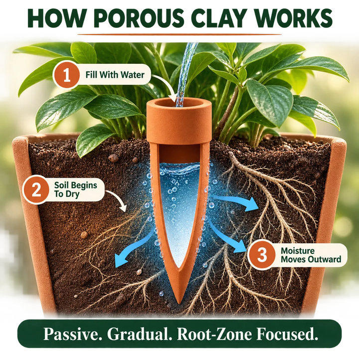 Terracotta Watering Spikes with Lids (4 or 6-Pack)