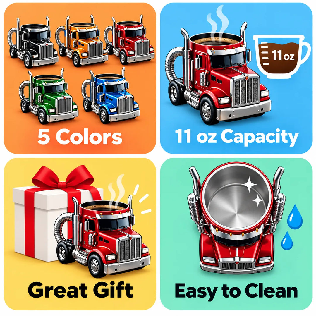 Truck-Shaped Coffee Mug - 5 Colors, Resin Semi Truck Mug