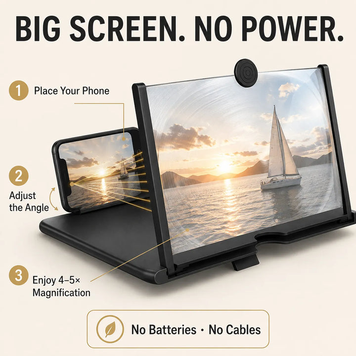 14" Phone Screen Magnifier – Turn Your Smartphone Into a Cinema, No Power Needed