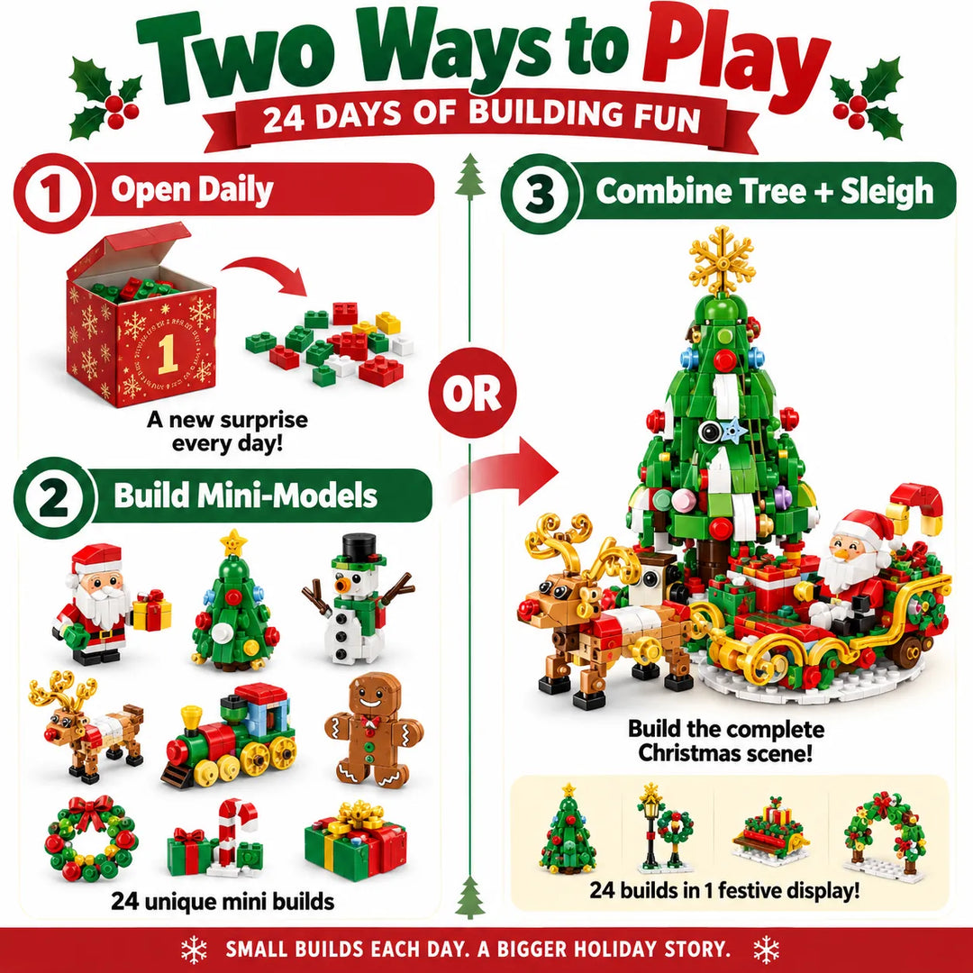 24-Day Reindeer Sleigh Building Block Blind Box Advent Calendar