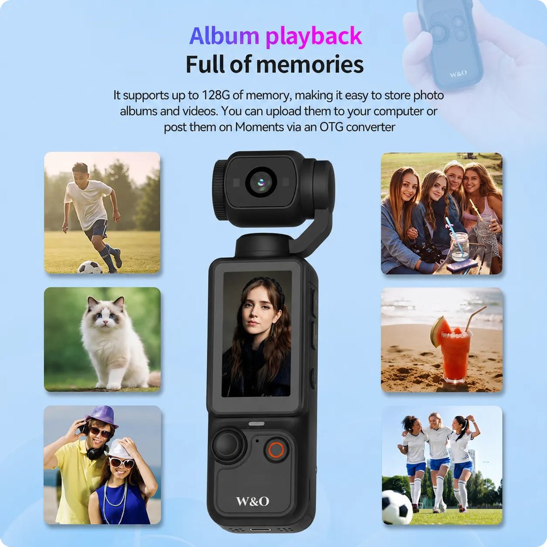 4K Gimbal Vlogging Camera – 1‑Inch Sensor, Vertical Screen, 64GB Card