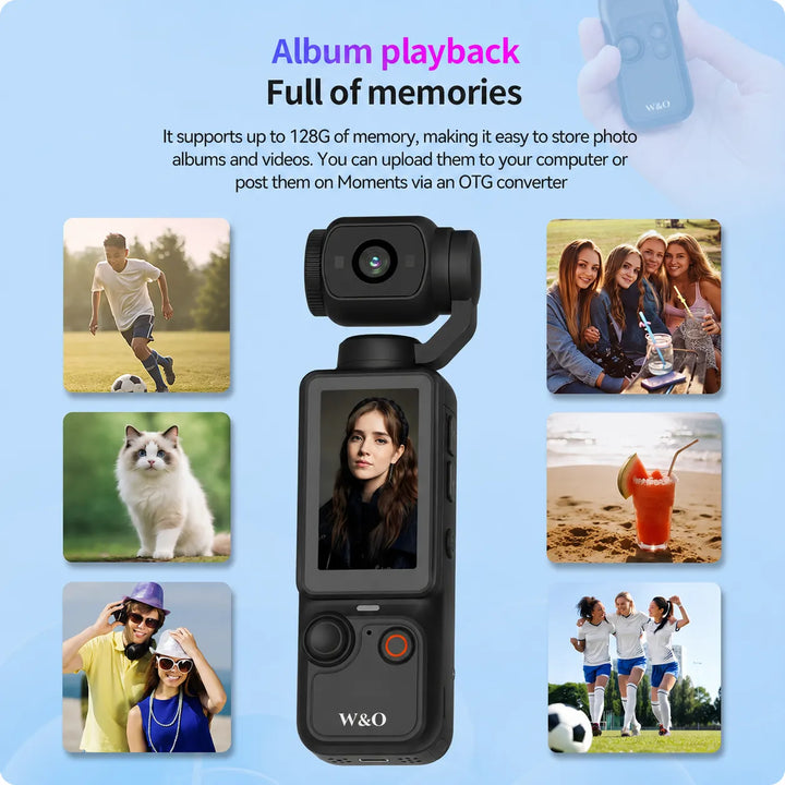 4K Gimbal Vlogging Camera – 1‑Inch Sensor, Vertical Screen, 64GB Card