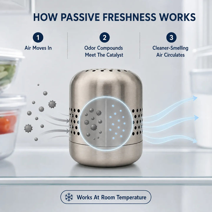 Stainless Steel Fridge Deodorizer - Catalytic Odor Eliminator