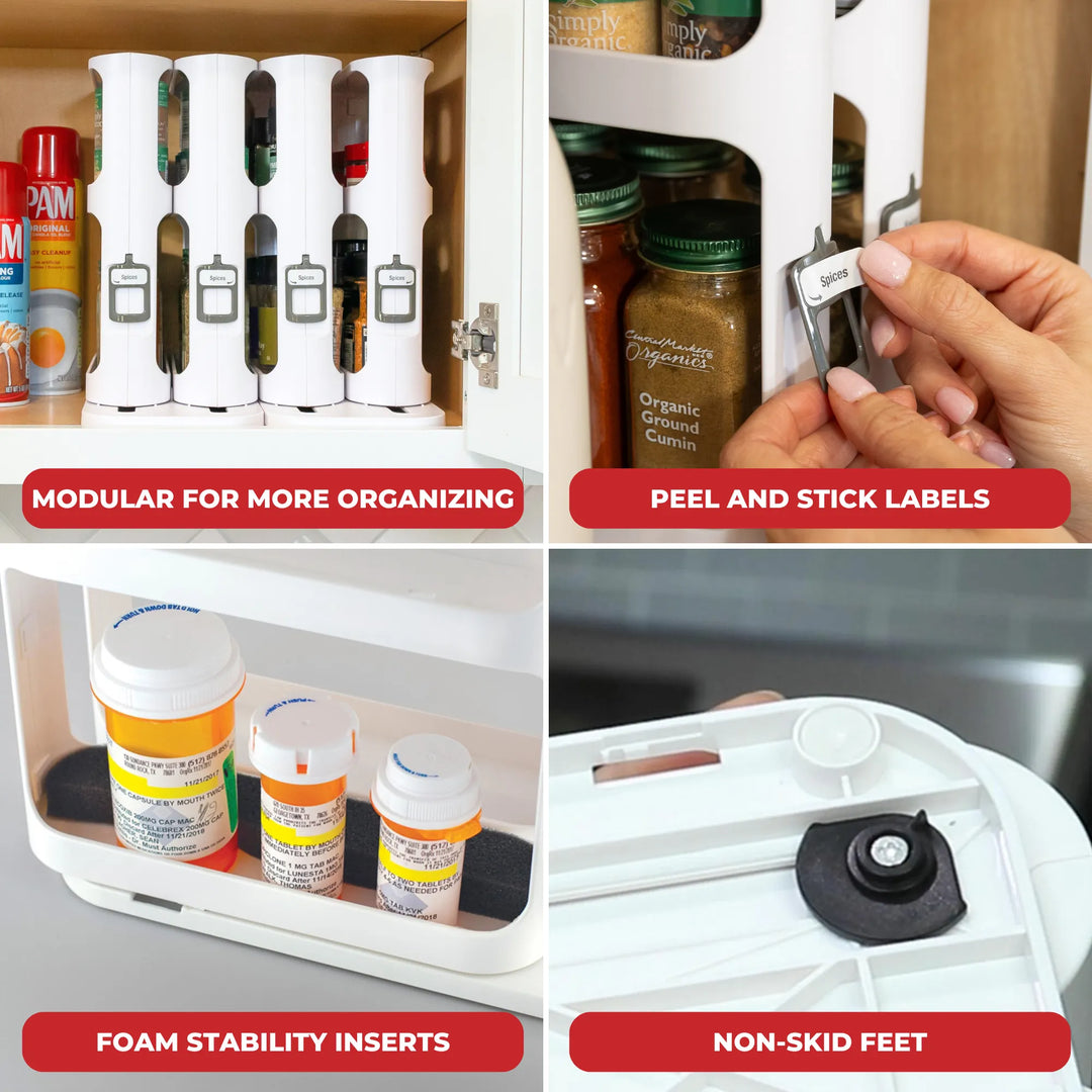 2-Tier Pull-Out Cabinet Organizer – Easy-Access Sliding Spice &amp; Medicine Rack
