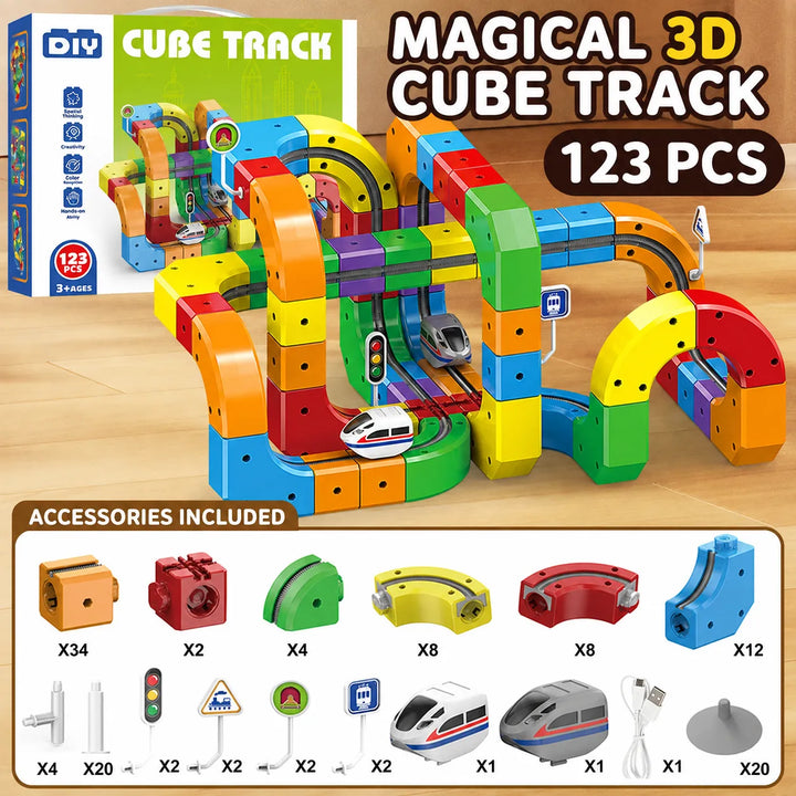 3D Magnetic Track Building Blocks — STEM Electric Train Set