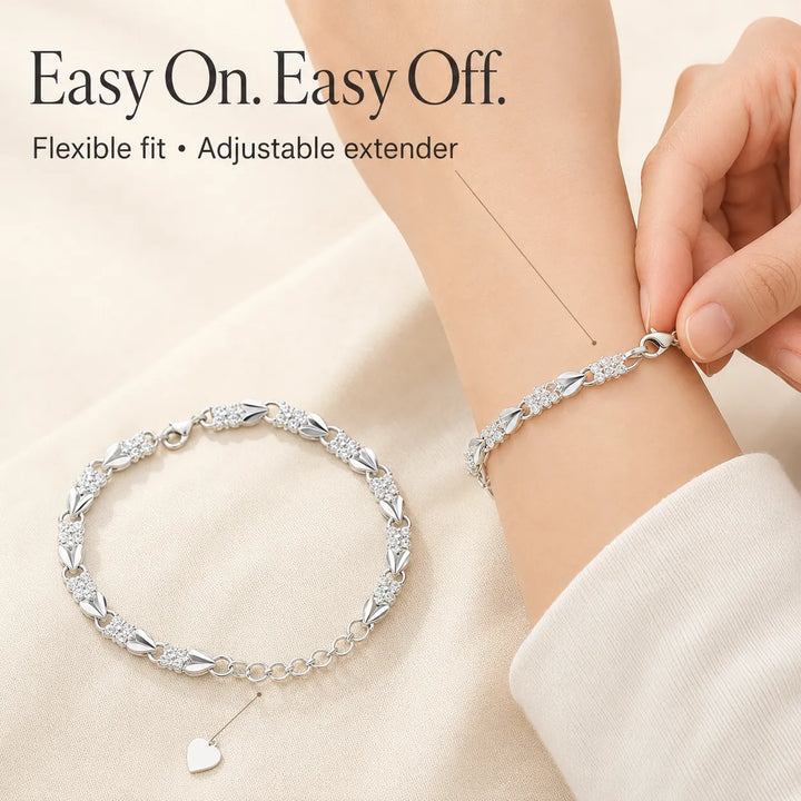 Silver Four-Leaf Clover Heart Bracelet — Sweet Everyday Charm