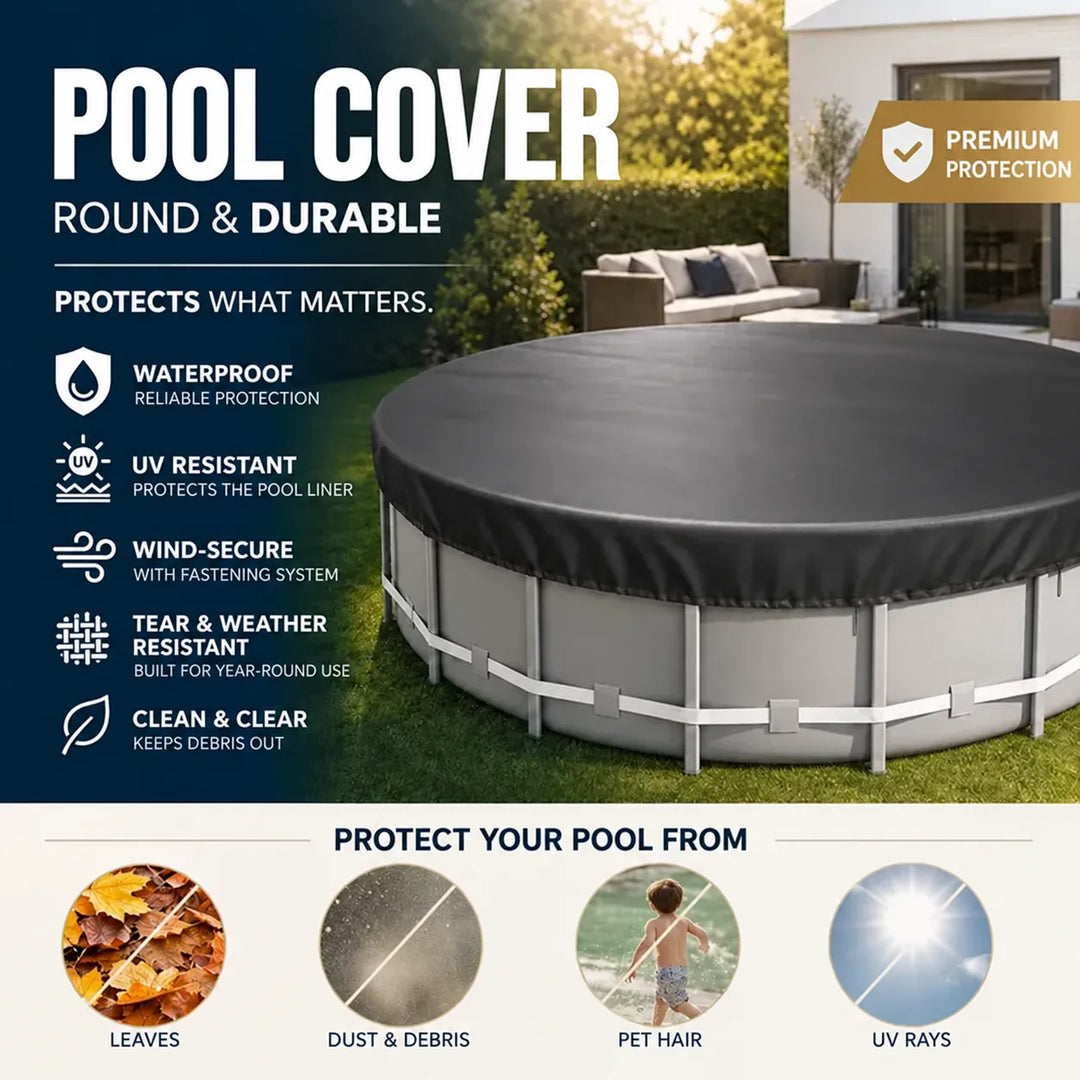 Waterproof Round Above-Ground Pool Cover | UV Resistant