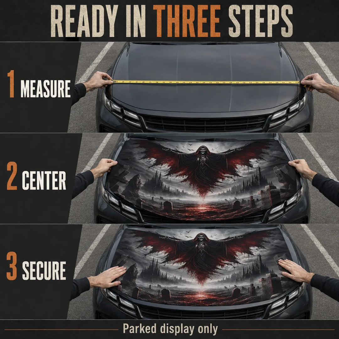 Reusable Halloween Car Hood Cover - 2D Printed Polyester