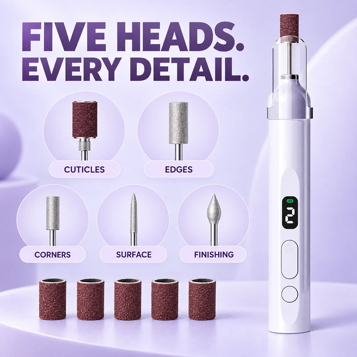 2-in-1 LED Nail Lamp, Nail Drill Kit, 5 Heads, Rechargeable