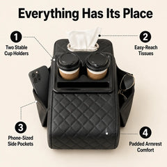 5-in-1 Car Console Organizer &amp; Armrest Pad – Anti-Fatigue Storage for Essentials