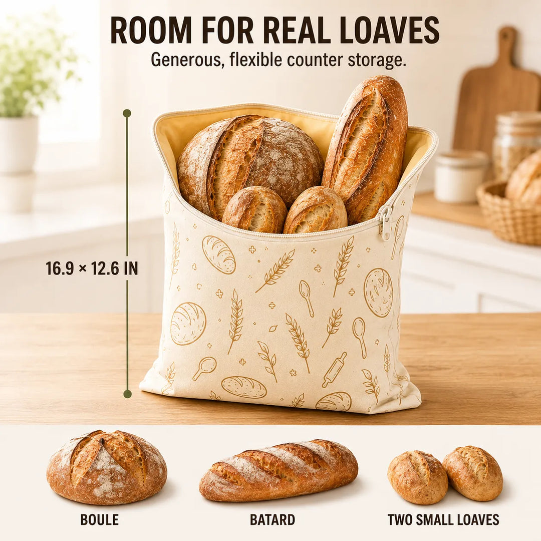 Beeswax Bread Storage Bags - Reusable Cotton Zipper Bags