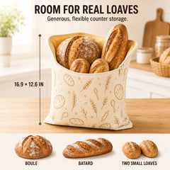 Beeswax Bread Storage Bags - Reusable Cotton Zipper Bags