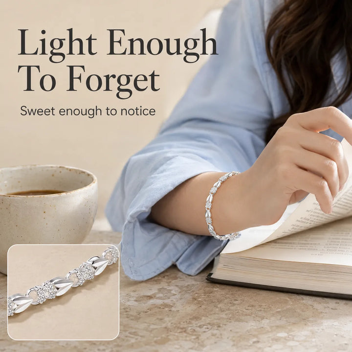 Silver Four-Leaf Clover Heart Bracelet — Sweet Everyday Charm