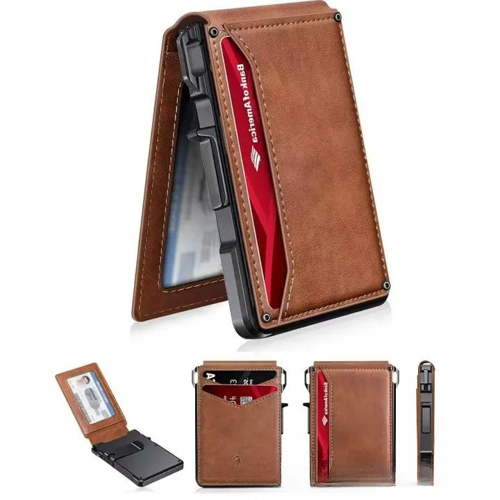RFID-Blocking Bifold Wallet with Pop-Up Card Access
