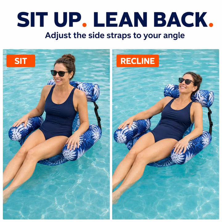 Floating Pool Lounge Chair with Cooling Mesh &amp; Adjustable Backrest